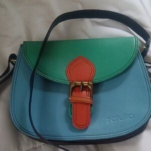 Sofitaka Green, Blue & Orange Colorblock Crossbody Bag